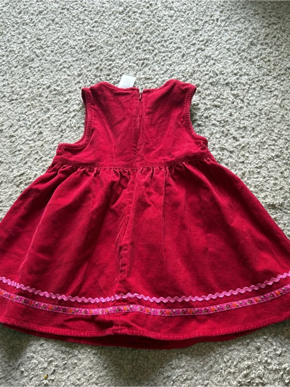 Gymboree 18-24 Month Red Peruvian Corduroy Jumper Dress Pink Trim Vintage Y2K 90